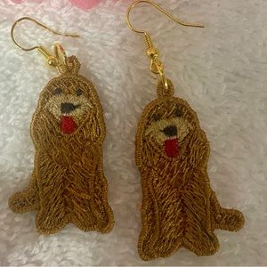 Embroidered Free standing lace Doodle Earrings. These are Handmade